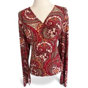 Y2K FIORLINI INTL Babydoll Bell Sleeve Paisley Top Whimsigoth Fairy Grunge Sz M